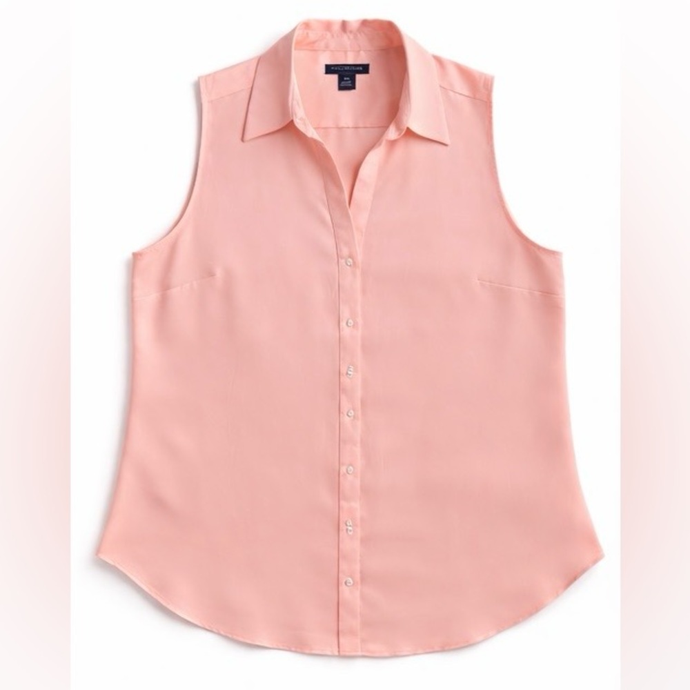 Ann Taylor Sleeveless Lt Peach Button Down Blouse XL